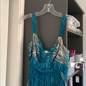 Anthropologie lil watercolor blue silk dress